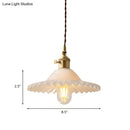 Vintage brass and white glass scalloped pendant light kitchen decor