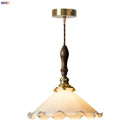 Vintage brass and wood glass led pendant flower – bedroom light