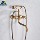 Vintage brass antique tub faucet with handshower bathroom set