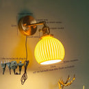 Vintage brass ceramic led wall lamp bedroom with pull chain switch