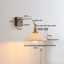 Vintage brass ceramic led wall sconce bedroom scalloped glass light