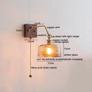 Vintage brass ceramic led wall sconce bedroom scalloped glass light