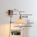Vintage brass ceramic led wall sconce bedroom scalloped glass light