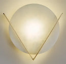 Vintage brass ceramic wall lamp with ribbed glass shade for bedroom