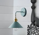 Vintage brass ceramic wall lamp with ribbed glass shade for bedroom