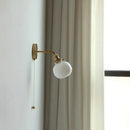 Vintage brass clear glass wall lamp with pull chain switch bathroom