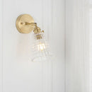 DecorBites™ Postmodern Gold Wall Light with Clear Ribbed Glass - Conical Design, Rotating Feature, 1 Light Kit
