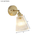 DecorBites™ Postmodern Gold Wall Light with Clear Ribbed Glass - Conical Design, Rotating Feature, 1 Light Kit