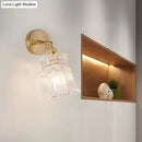 DecorBites™ Postmodern Gold Wall Light with Clear Ribbed Glass - Conical Design, Rotating Feature, 1 Light Kit