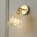 Vintage brass clear ribbed glass wall sconce bedroom led light