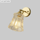 DecorBites™ Postmodern Gold Wall Light with Clear Ribbed Glass - Conical Design, Rotating Feature, 1 Light Kit