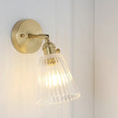 DecorBites™ Postmodern Gold Wall Light with Clear Ribbed Glass - Conical Design, Rotating Feature, 1 Light Kit