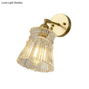 DecorBites™ Postmodern Gold Wall Light with Clear Ribbed Glass - Conical Design, Rotating Feature, 1 Light Kit