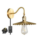 Vintage brass conical led copper wall lights for bedroom with pull chain