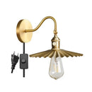 Vintage brass conical led copper wall lights for bedroom with pull chain
