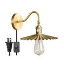 Vintage brass conical led copper wall lights for bedroom with pull chain