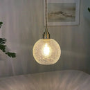 Vintage brass crackled glass globe led pendant light kitchen fixture