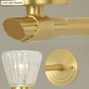 Vintage brass crystal cone light fixture bedroom wall sconce