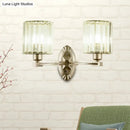 Vintage brass crystal wall light fixture for living room