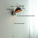 Vintage brass & dark wood wall light sconce bedroom pull chain lamp