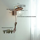 Vintage brass & dark wood wall light sconce bedroom pull chain lamp