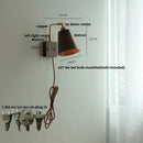Vintage brass & dark wood wall light sconce bedroom pull chain lamp