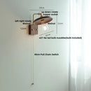 Vintage brass & dark wood wall light sconce bedroom pull chain lamp