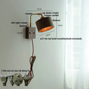 Vintage brass & dark wood wall light sconce bedroom pull chain lamp