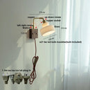 Vintage brass & dark wood wall light sconce bedroom pull chain lamp