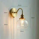 Vintage brass floral glass led wall sconce bathroom light pull chain