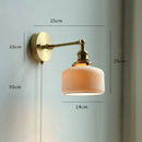 Vintage brass floral glass led wall sconce bathroom light pull chain