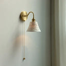 Vintage brass floral glass led wall sconce bathroom light pull chain