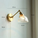 Vintage brass floral glass led wall sconce bathroom light pull chain