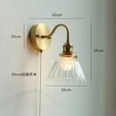 Vintage brass floral glass led wall sconce bathroom light pull chain