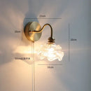 Vintage brass floral glass led wall sconce bathroom light pull chain