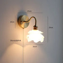 Vintage brass floral glass led wall sconce bathroom light pull chain