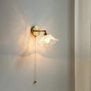 Vintage brass fluted glass bedside sconce wall light for bedroom
