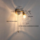 Vintage brass fluted glass bedside sconce wall light for bedroom