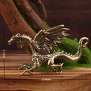 Vintage brass flying dragon sculpture living room ornament