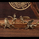 Vintage brass flying dragon sculpture living room ornament