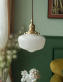 Vintage brass frosted glass shade led pendant lamp for kitchen