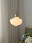 Vintage brass frosted glass shade led pendant lamp for kitchen