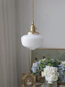 Vintage brass frosted glass shade led pendant lamp for kitchen
