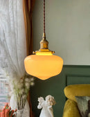 Vintage brass frosted glass shade led pendant lamp for kitchen