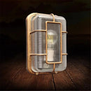 Vintage brass gas station canopy wall light outdoor security fixture