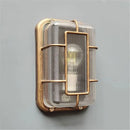 Vintage brass gas station canopy wall light outdoor security fixture