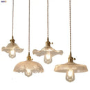 Vintage brass glass led pendant lamp dining room floral light fixture