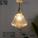 Vintage brass glass led pendant lamp dining room textured shade
