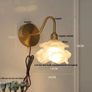 Vintage brass led wall light with fluted glass shade bedroom sconce