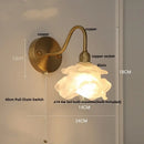 Vintage brass led wall light with fluted glass shade bedroom sconce
